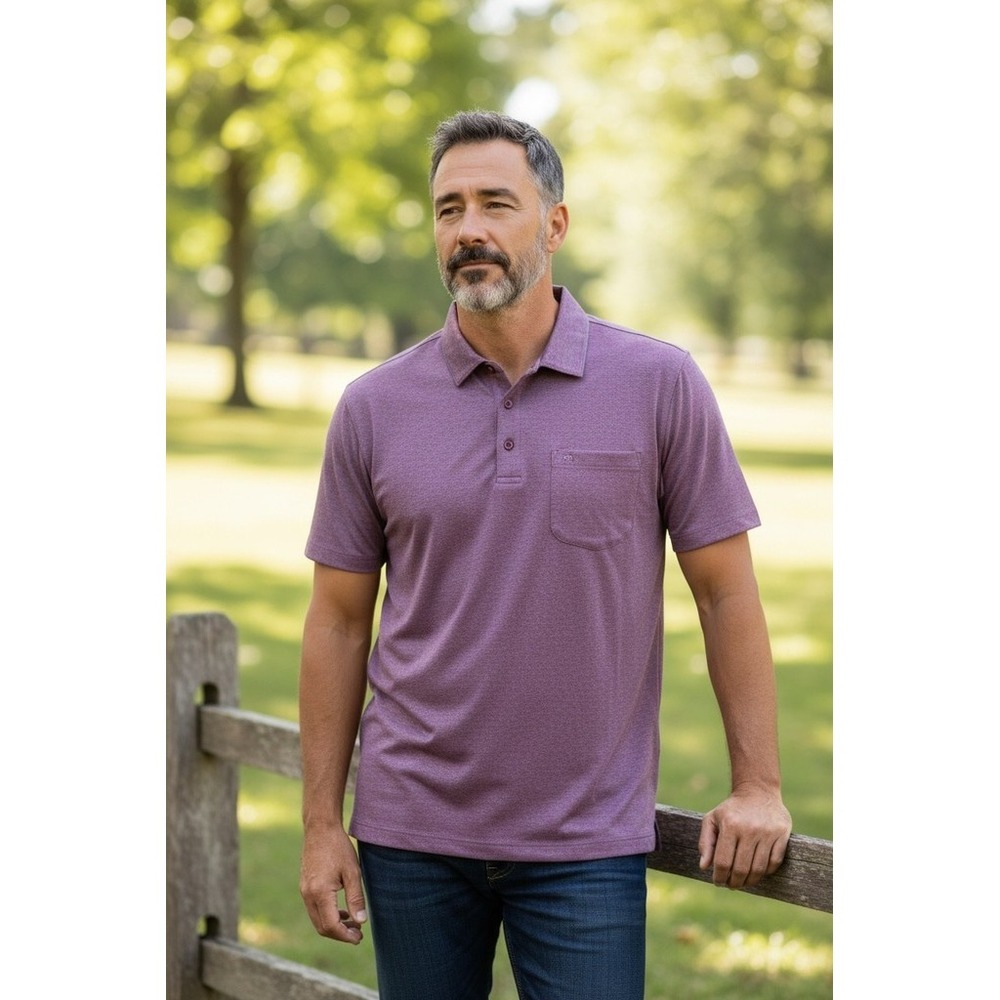 Duluth Trading Co Polo Shirt Mens 2XL Purple Heather S/S Pocket cabincore rugged